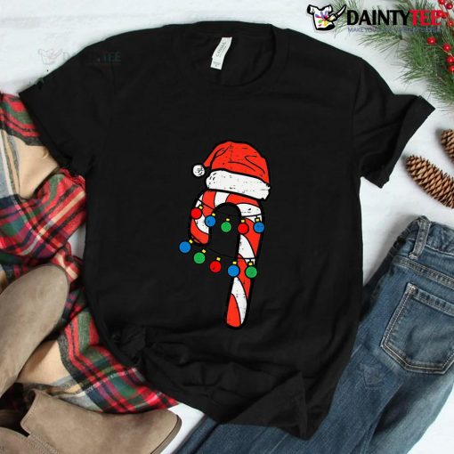 Candy Cane Santa Hat Christmas Lights Xmas Shirt