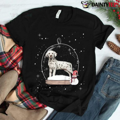 Christmas Brown Dalmatian Dog Snow Globe Pajama Shirt