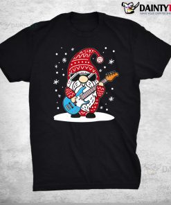 Christmas Gnome Playing Bass Guitar Guitarist Music Lover Shirt
