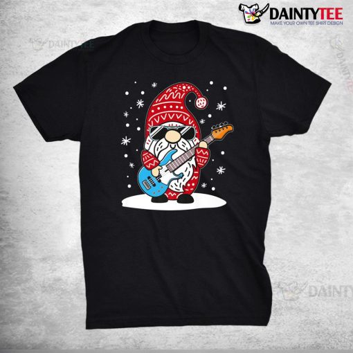 Christmas Gnome Playing Bass Guitar Guitarist Music Lover Shirt