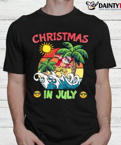 Christmas In July Funny Santa Surfing Summer Beach Vacation Shirt
