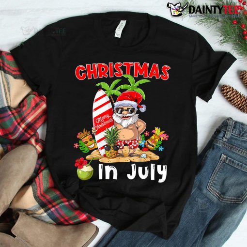 Christmas In July Santa Summer Beach Vacation Shirt