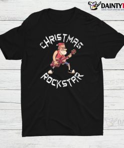 Christmas Rockstar Santa Plays He Guitar Xmas Shirt