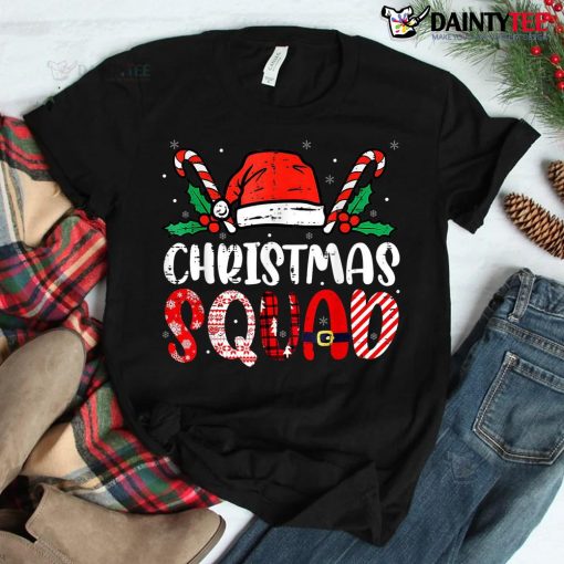 Christmas Squad Family Group Matching Red Plaid Santa Pajama Shirt