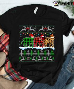 Christmas Tiger Xmas Leopard Buffalo Plaid Santa Hat Shirt