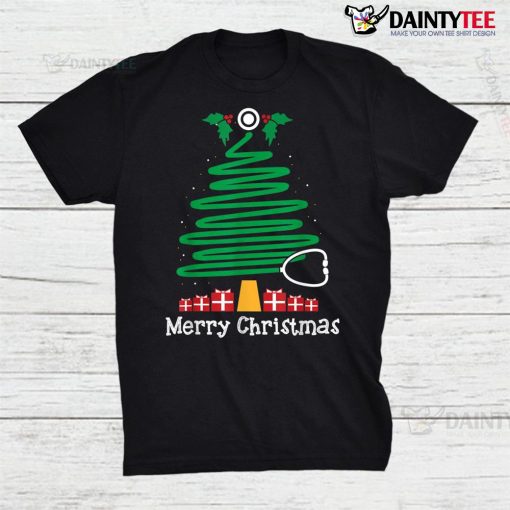 Christmas Tree Stethoscope Nursing Rn Registered X Mas Shirt