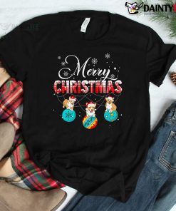 Corgi Merry Christmas Plaid Leopard Corgi Dog Shirt