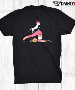 Cute Cat Yoga Shirt Santa Hat Image Funny Christmas Cool Shirt
