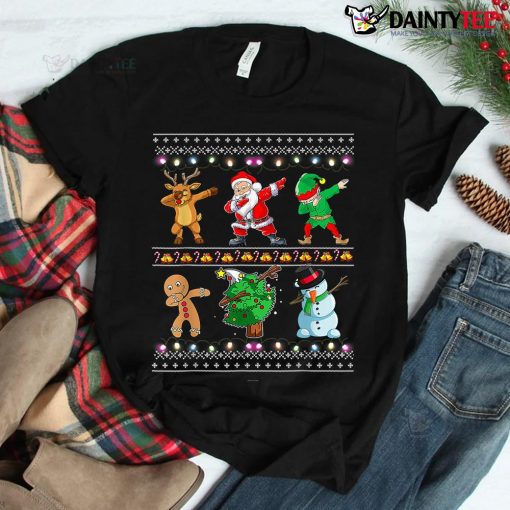 Dabbing Santa Elf Friends Christmas Shirt