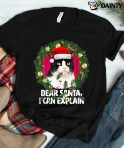 Dear Santa Cute Black White Cat Naughty Christmas Shirt
