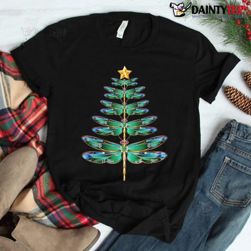 Dragonfly Christmas Tree Entomologist Xmas Insect Shirt