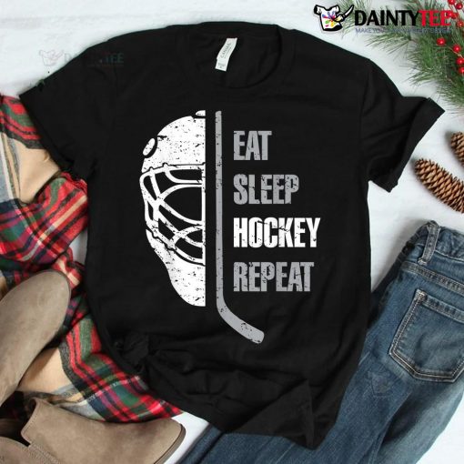 Eat Sleep Hockey Repeat Christmas For Kids Teen Adult Hockey Shirt