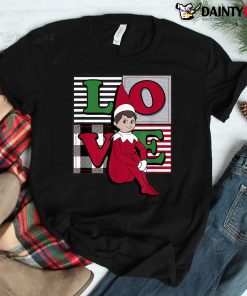 Elf On The Shelf Christmas Love Stacked Plaid Squares Logo Shirt