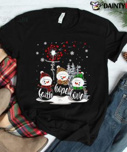 Faith Hope Love Snowman Jesus Dandelion Christian Christmas Shirt