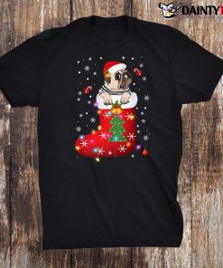 Funny Pug In Socks Christmas Dog Lovers Matching Family Xmas Shirt