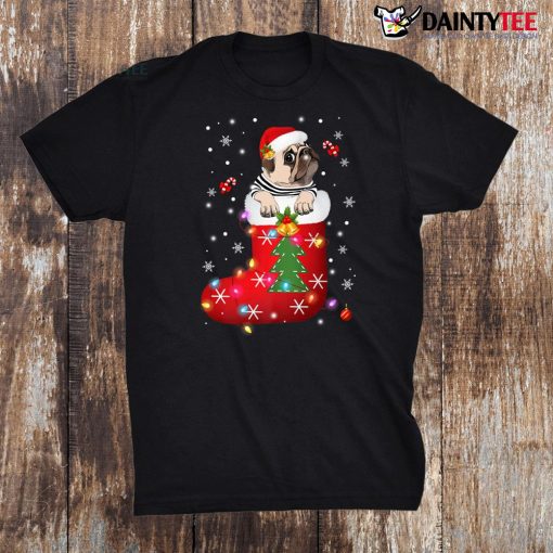 Funny Pug In Socks Christmas Dog Lovers Matching Family Xmas Shirt