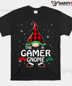 Gamer Gnome Buffalo Plaid Matching Family Christmas Pajama Shirt