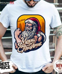 Good Xmas Strong Cool Santa Claus Merry Christmas With Background Tree T-Shirt