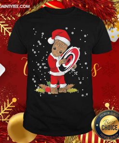 Hot Santa Baby Groot Hug Carolina Hurricanes Christmas Shirt