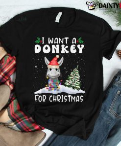 I Want A Donkey For Christmas Santa Hat Shirt