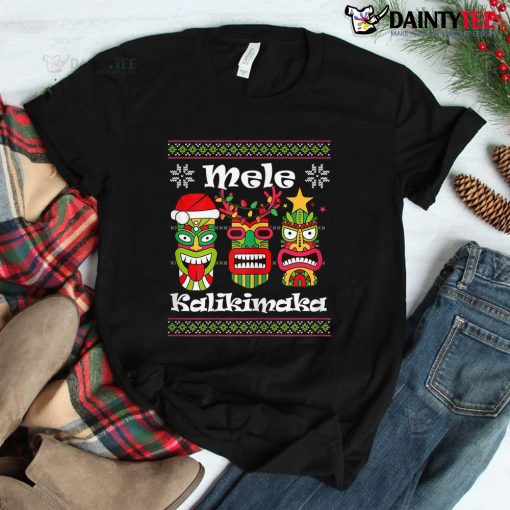 Mele Kalikimaka Christmas Hawaiian Santa Tiki Shirt