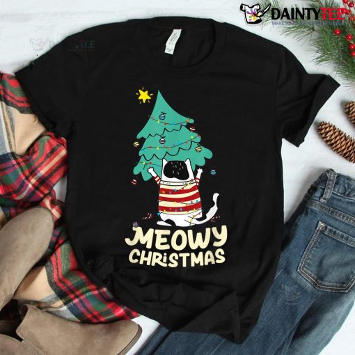 Meowy Christmas Tree Cat Lover Catmas Xmas Shirt