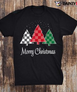 Merry Christmas Plaid Trees Xmas Shirt