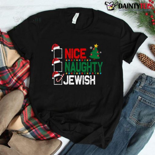 Naughty Nice Jewish Santa Jew Christmas Pajama Hanukkah Shirt