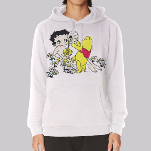 Pooh Pouring Honey on Betty Boop Hoodie Pooh Pouring Honey on Betty Boop Hoodie
