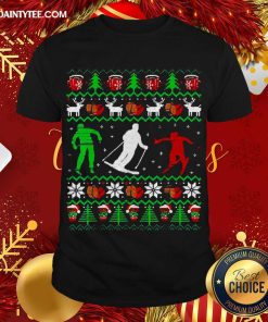 Premium Skiing Coffee Ugly Christmas Shirt