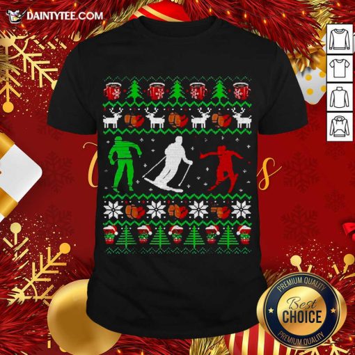 Premium Skiing Coffee Ugly Christmas Shirt