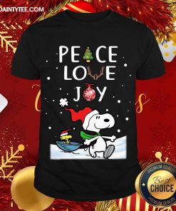 Pretty Peanuts Snoopy Peace Love Joy Christmas Shirt