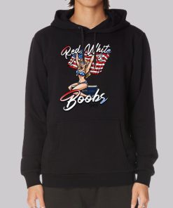 Red White and Boobs Sexy Girl Hoodie 1