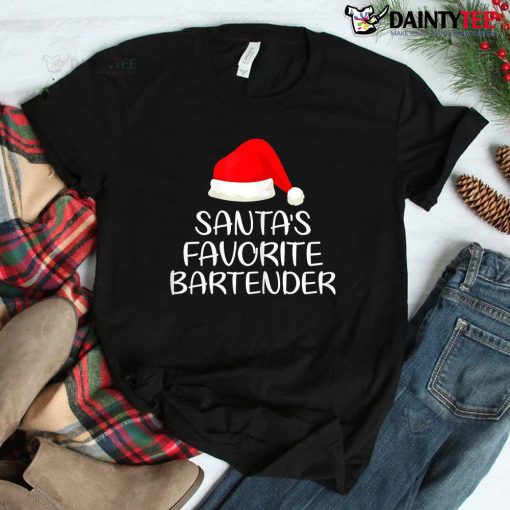 Santa’s Favorite Bartender Matching Family Funny Christmas Shirt