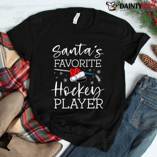 Santa’s Favorite Hockey Player Funny Pajama Christmas Shirt