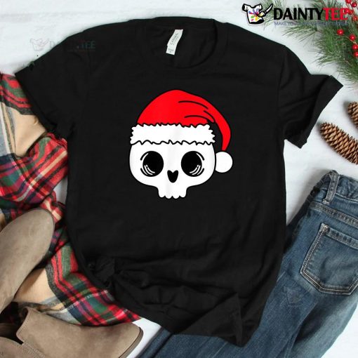 Skeleton Skull Scary Santa Rock N Roll Christmas Shirt