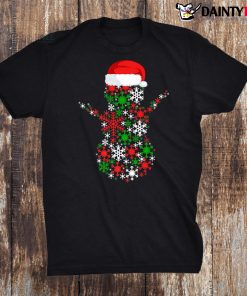 Snowflakes Snowman Santa Hat Merry Christmas Xmas Family Shirt