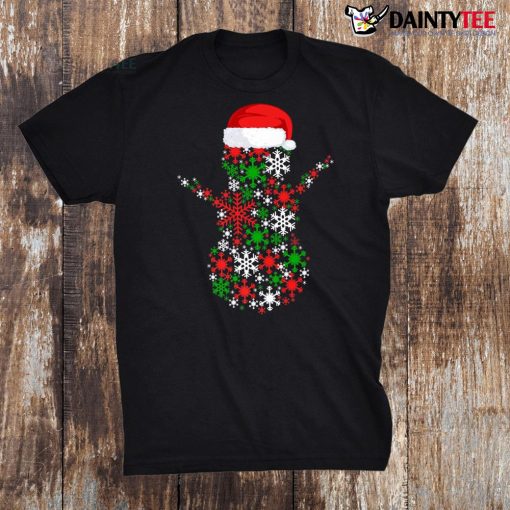 Snowflakes Snowman Santa Hat Merry Christmas Xmas Family Shirt