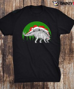 Stegosaurus Dinosaur Santa Hat Christmas Costume Shirt