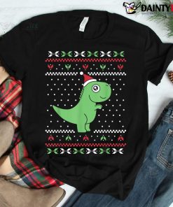 T-rex Dinosaur Santa Claus Hat Ugly Christmas Sweater Meme Shirt