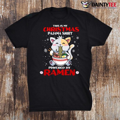 This Is My Gifts Woman Christmas Pajama Cat Eating Ramen Shirt