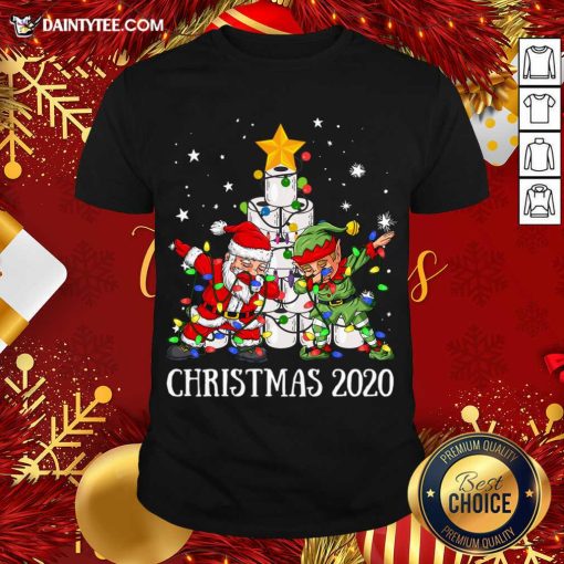 Top Quarantine Christmas 2020 Dabbing Santa Mask Elf Mask T-Shirt