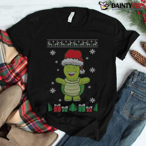 Turtle With Santa Hat Cute Turtle Christmas Shirt