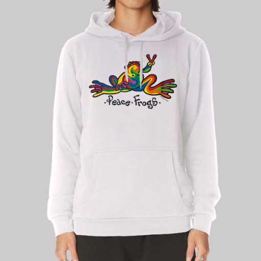 Vintage Art Peace Frogs Hoodie