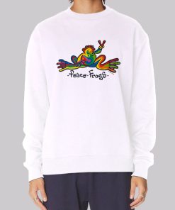 Vintage Art Peace Frogs Hoodie
