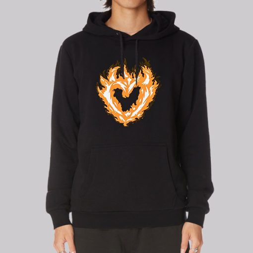 Vintage Flame Heart on Fire Hoodie