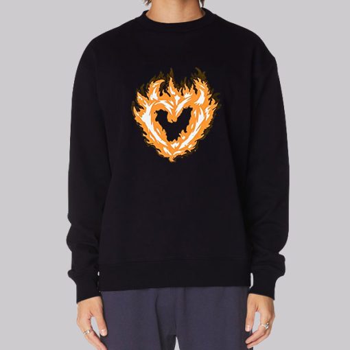 Vintage Flame Heart on Fire Hoodie