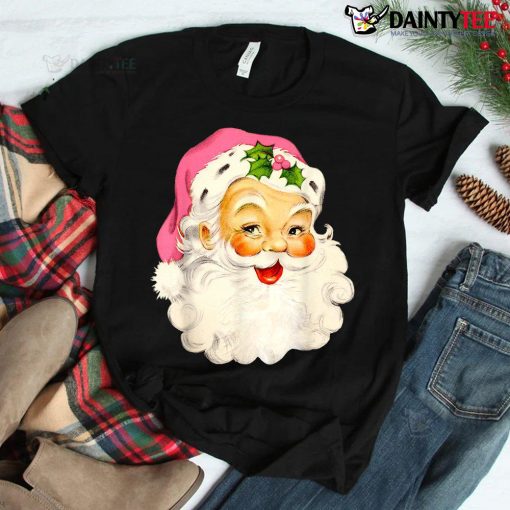 Vintage Pink Santa Claus Pink Christmas Pink Pajamas Xmas Shirt