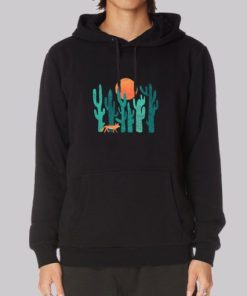 Vintage Retro Fox and Cactus Art Hoodie 4