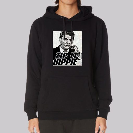 Zip It Hated Ronald Reagan Hippie Hoodie